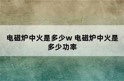 电磁炉中火是多少w 电磁炉中火是多少功率